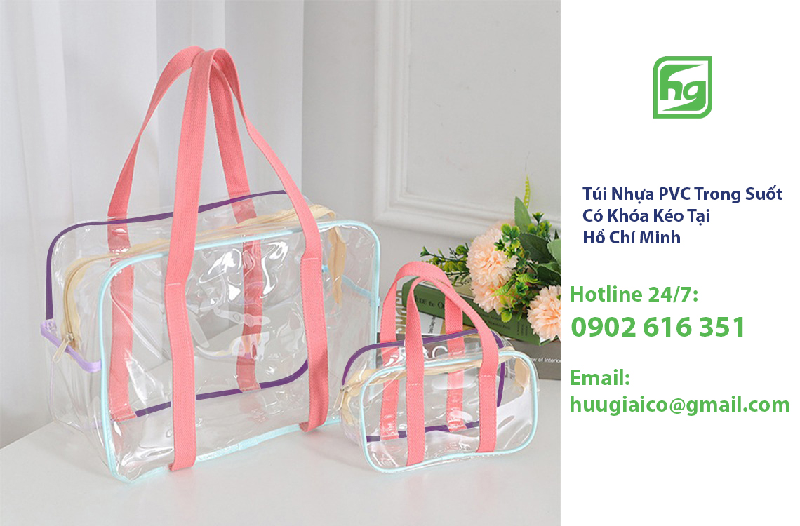 túi nhựa PVC trong suốt có khóa kéo
