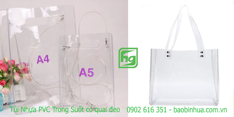 túi nhựa PVC trong suốt có quai đeo